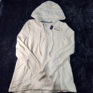 Roxy Hooded Cream crochet sweater size M